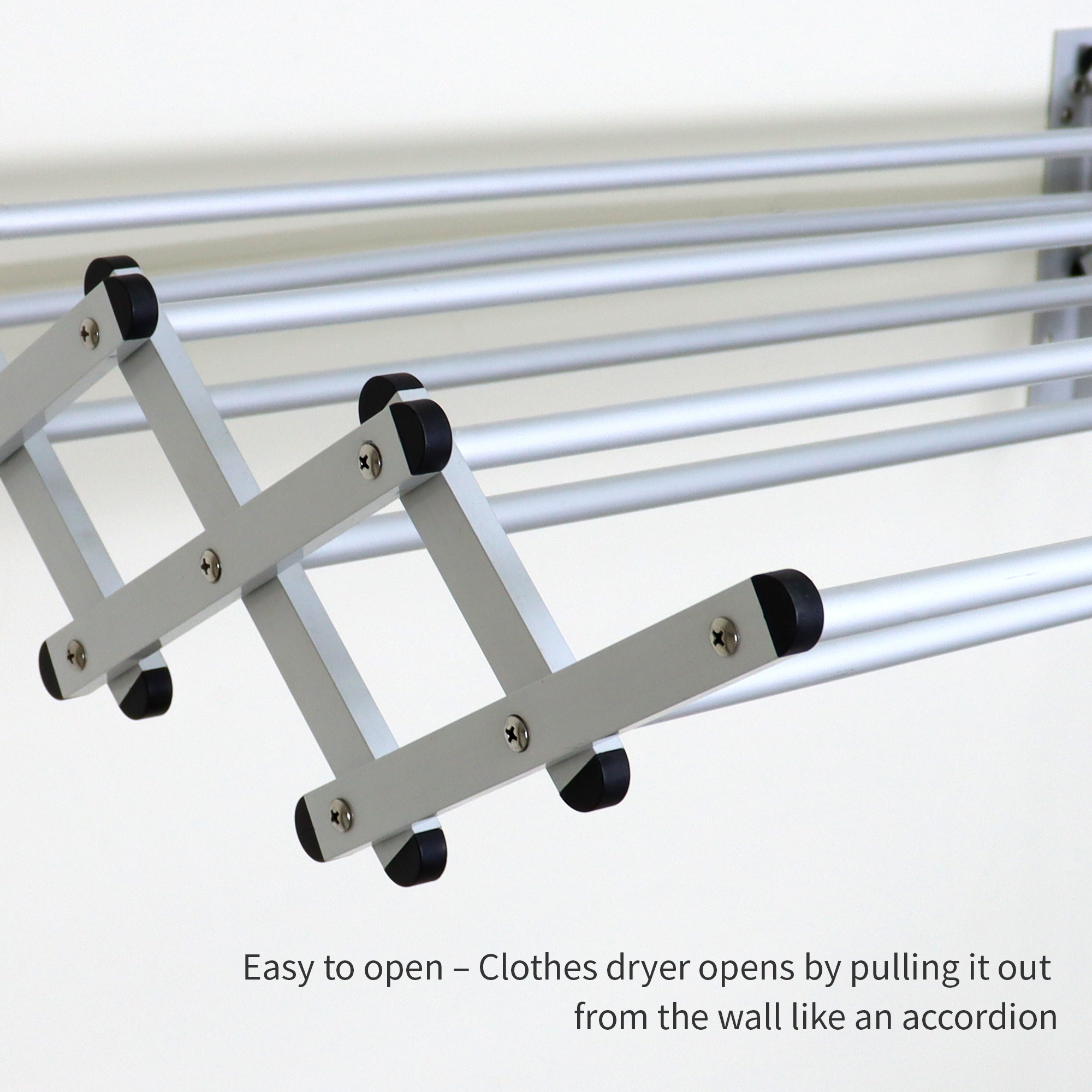 Aluminum Laundry Rack Clothes Drying Accordion Hangaway Collapsible Wall Mounted Drying Rack Outdoor Folding Hanger