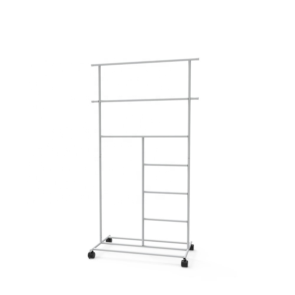 Wireking OEM ODM Coat Hat Hanger Entryway Clothes Rack Stand With Universal Wheel&Storage Rack Shelves Apendi Abiti