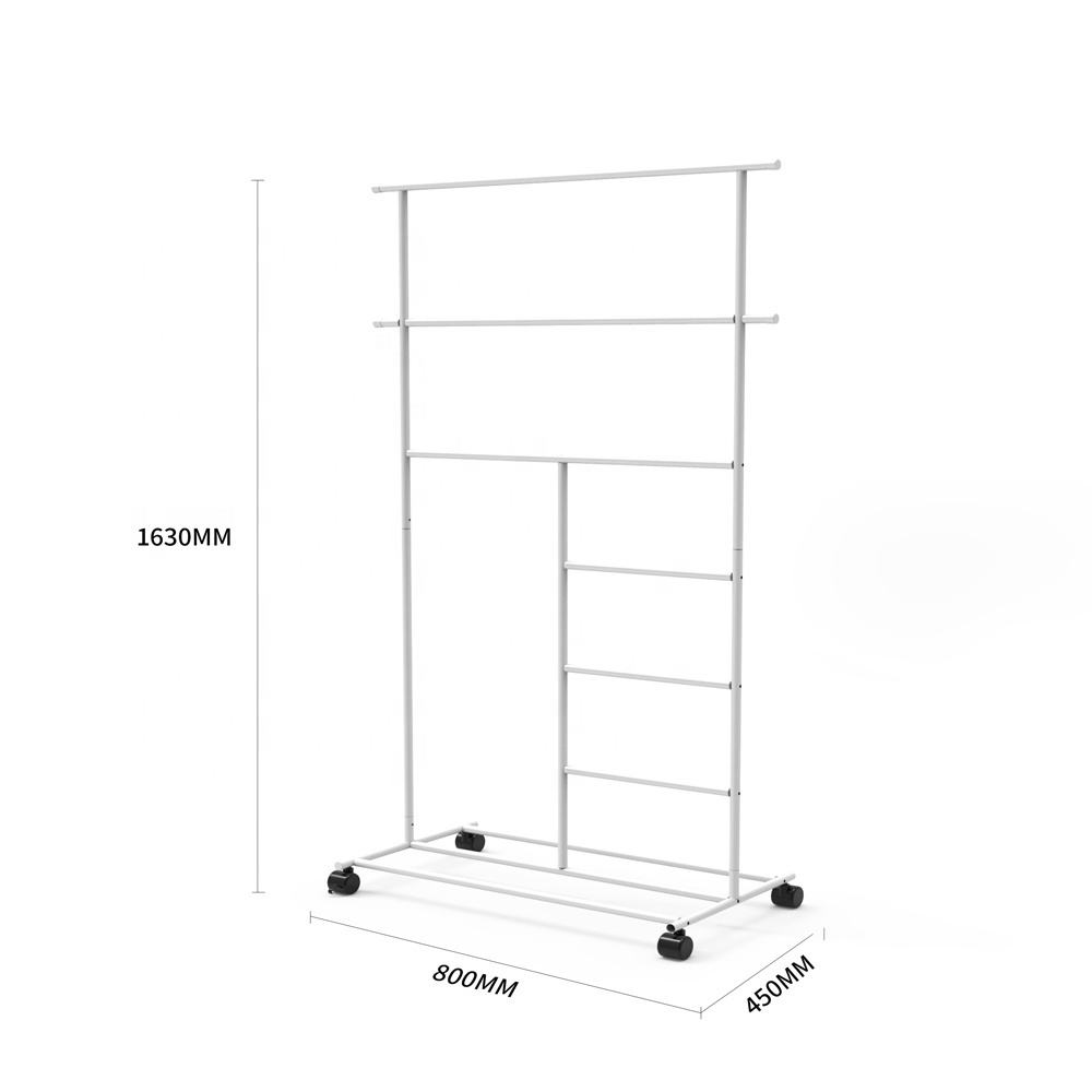 Wireking OEM ODM Coat Hat Hanger Entryway Clothes Rack Stand With Universal Wheel&Storage Rack Shelves Apendi Abiti