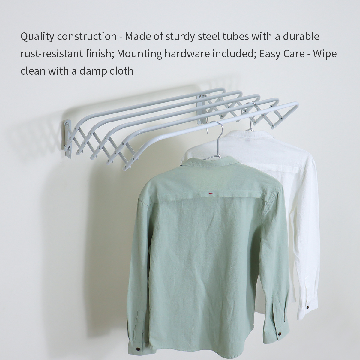 WIREKING Lightweight Foldable Drying Rack Cloth Towel Wall Mount Drying Stand Clothes in Small Space