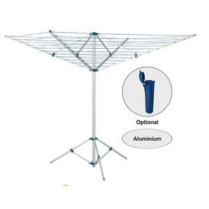 Wireking 50M 4 Arms Aluminum Shape With Feet Washingline Dryer Umbrella Washing Line Drying Rack For Outdoors