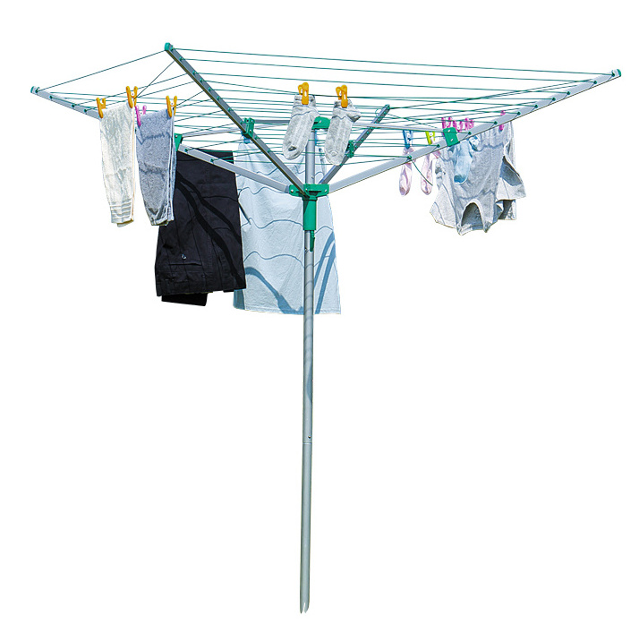 4 Arms 40m Large Outdoor Standing Clothes Line Dryer Umbrella Washing Line Rotary Airer Rotary Washingline Garden Used