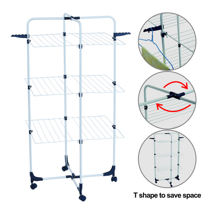 Factory Direct 30M 3 Layers Foldable Baby Clothes Hanger For Clothing Drying Cloth Racks