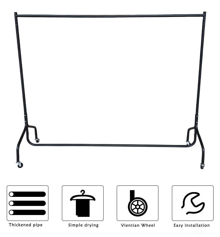 Commercial Black Industrial Clothes Rack Abrigo Esta Modern Pipe Clothing Rack With Wheels