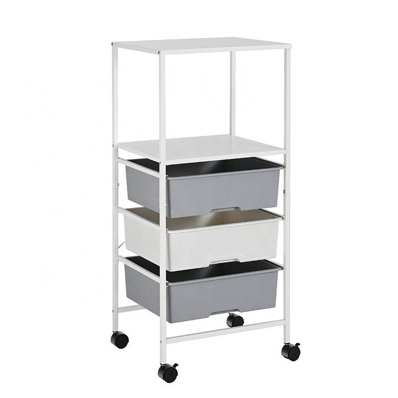 Home Office School Beauty Salon Utility Craft Organizer Trolley Cart 3 Plastic Rolling Storage Drawers Cart with Wheels