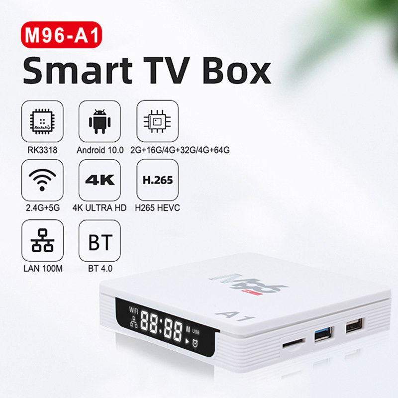 Hot Selling Smart Tv Box Android 10.0 M96 A1 RK3318 Quad Core 2.4G/5Ghz Dual Band Wifi 4k Android Tv Box M96 A1