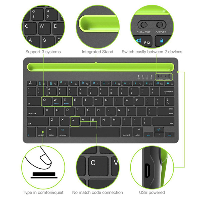 2.4G Wireless BT Keyboard Ergonomic Portable BK230 78 Keys Ultra Thin Membrane Keyboard For Laptop Computer