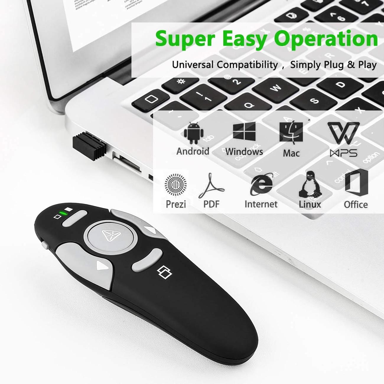 Hot Sale 2.4G RF Wireless Presenter PPT Presentation Red Laser Pointer page turning  Remote Control Air Mouse PowerPoint Clicker