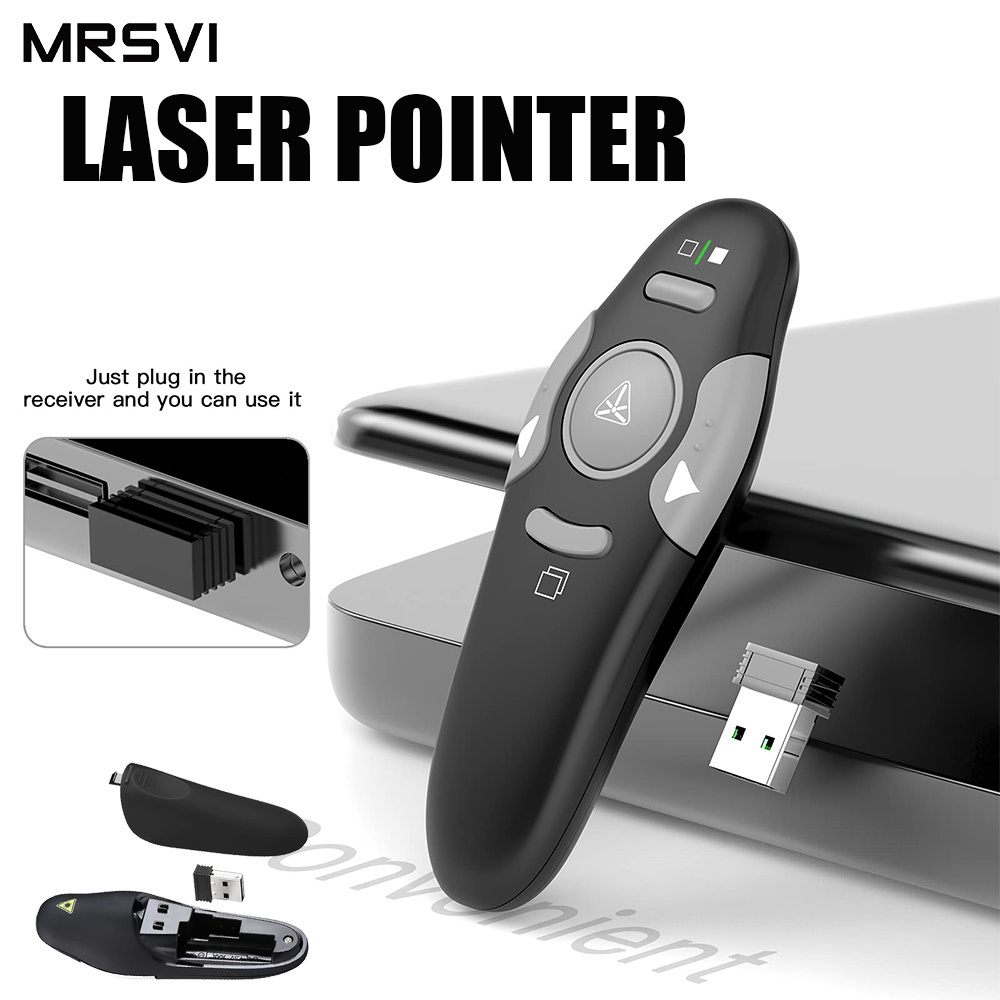 MRSVI 2.4G Laser Pointer Wireless Presentation Clicker for PowerPoint Presentations USB Dongle Presenter Remote Rechargeable