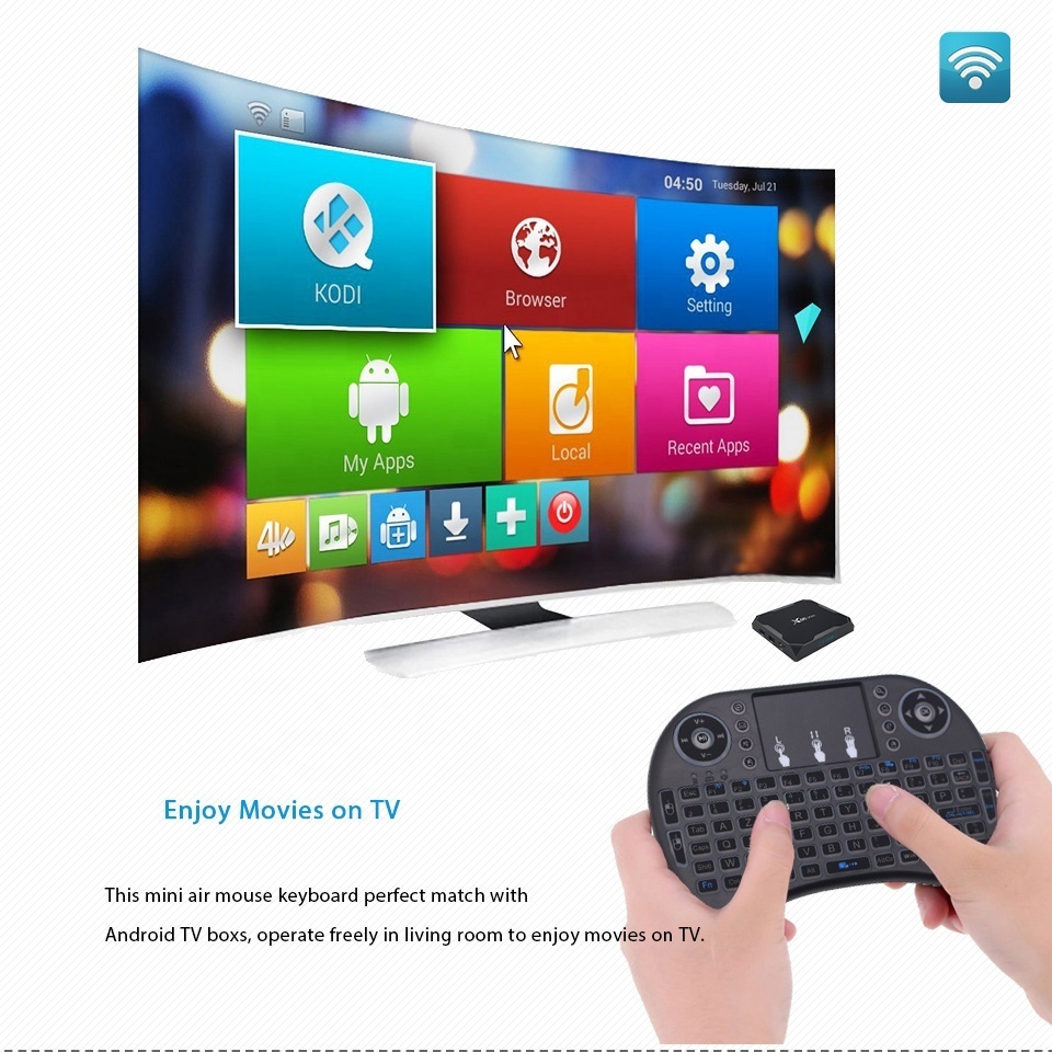 i8 Spanish  RGB3-color Backlit 2.4G Mini Wireless Keyboard with TouchPad Air Mouse  for Smart TV Android Box PC