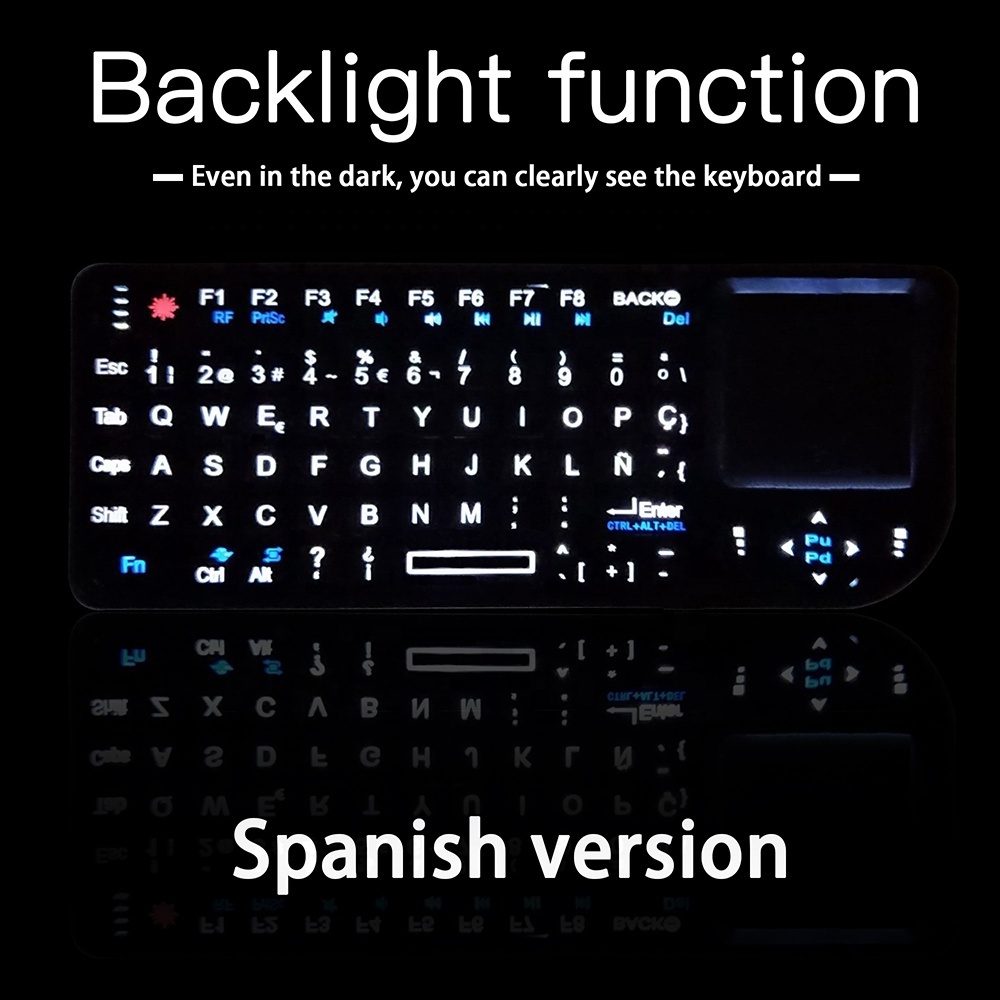 Russian/Spanish/English Wireless Mini Keyboard Backlit with Laser Pointer For Presenter Touchpad Powerprint PPT Teacher