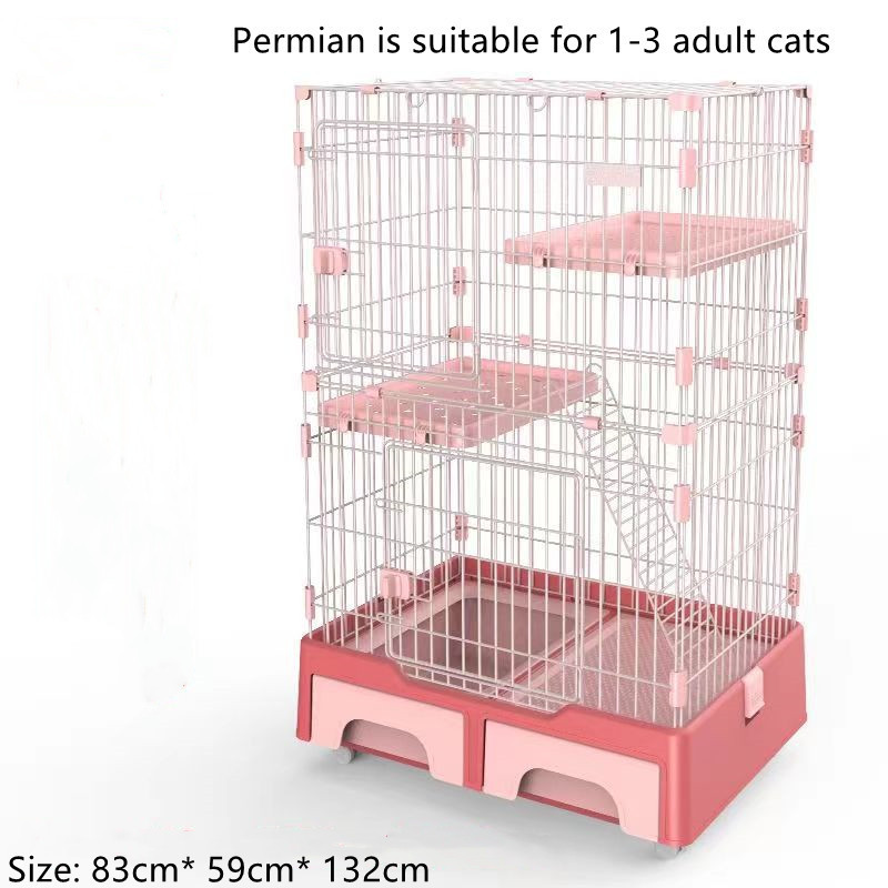 Folding Transport Pet Dog Carrier with Portable Lever Transport Cage 2 Doors For Dogs And Cats