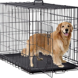 new style Metal Folding Dog Cage 30 36 42 48 Inch Black Impact Dog Kennel Crate