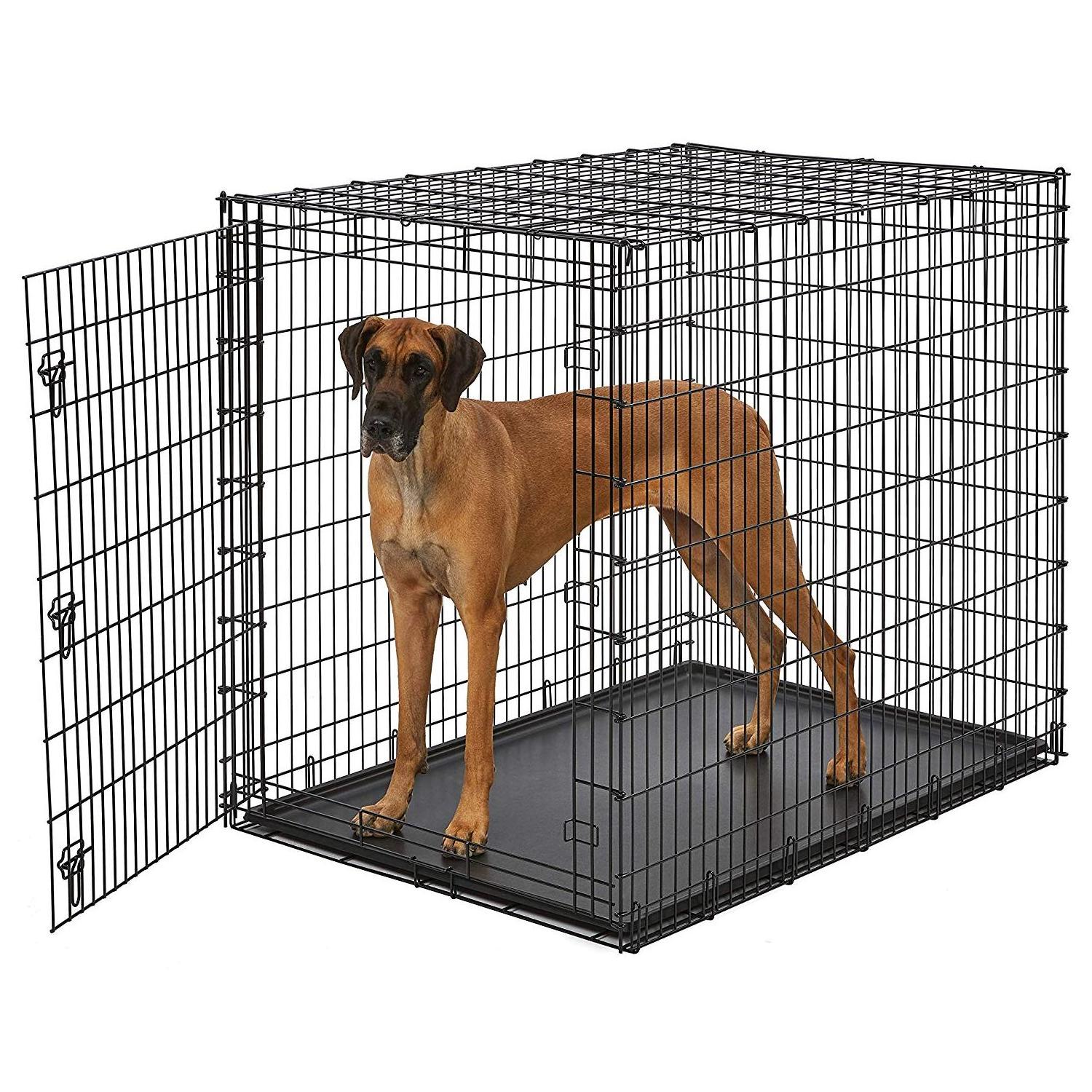 new style Metal Folding Dog Cage 30 36 42 48 Inch Black Impact Dog Kennel Crate