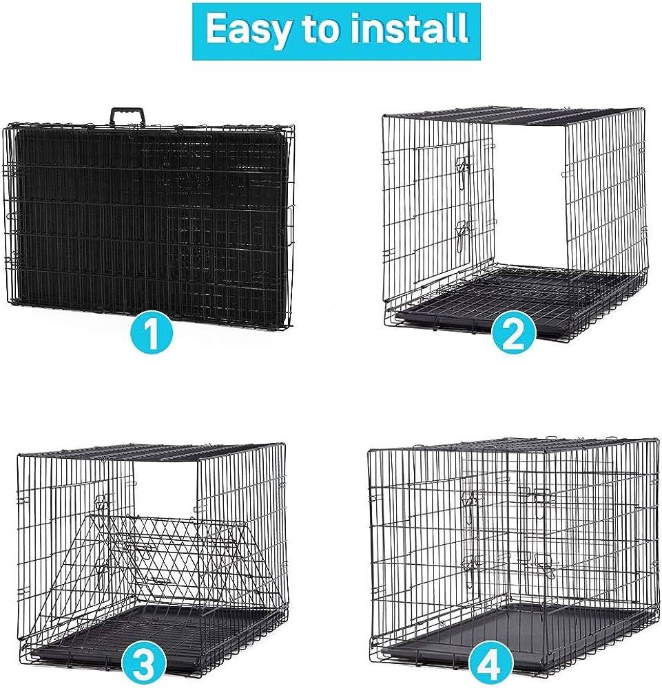 new style Metal Folding Dog Cage 30 36 42 48 Inch Black Impact Dog Kennel Crate