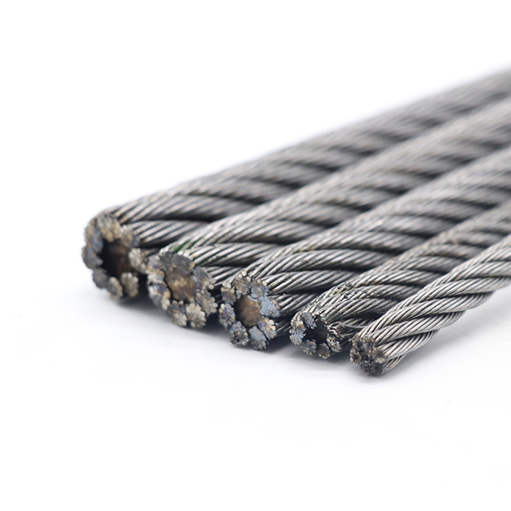 6X25 Hot Dipped Galvanized  6mm 8mm 9mm Zinced Steel Core Steel Wire Rope for Lift Haulage Track Cable Cord stainless steel wire