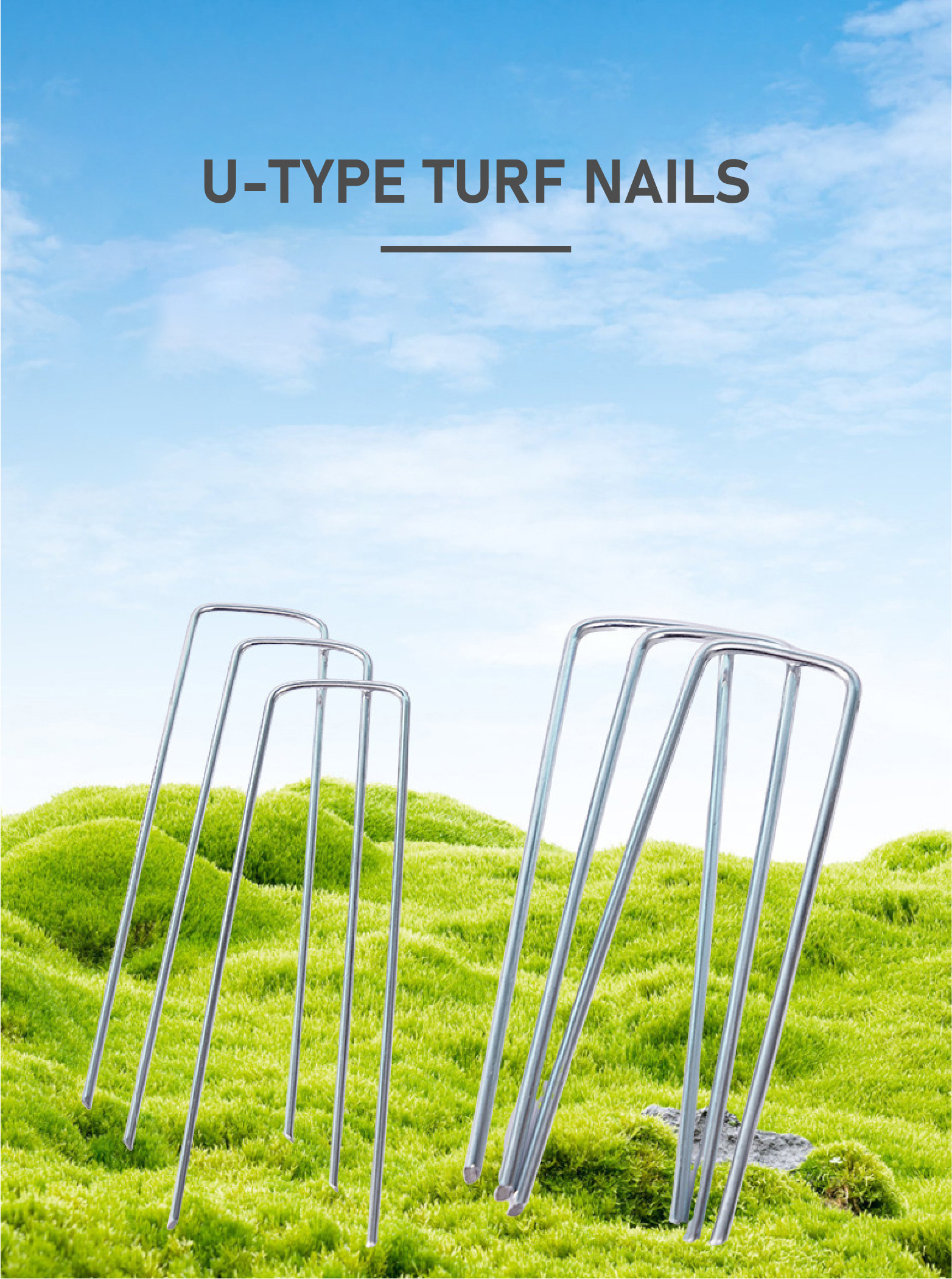 3mm 175mm Length U Shaped Lawn Turf Nail Landscape Fabric Staples Artificial Grass U Staples Pins