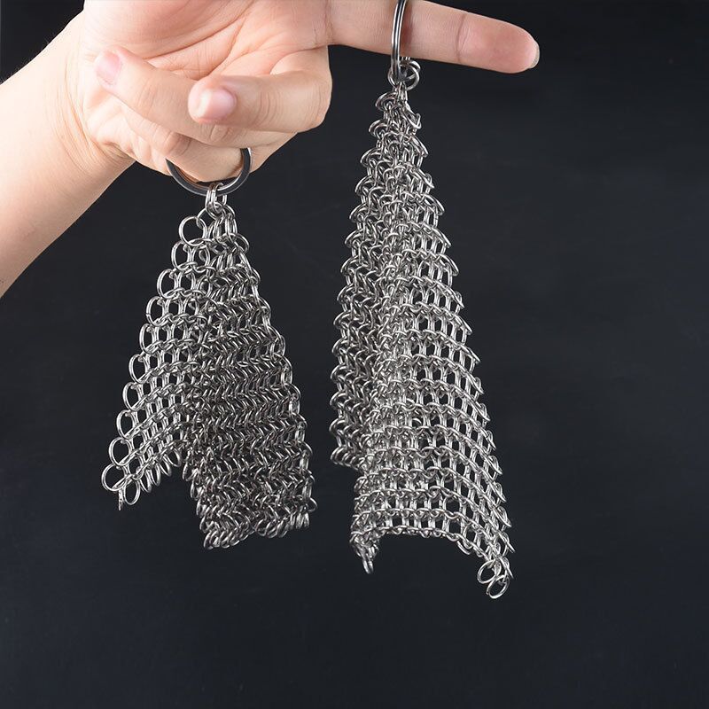 Cast Iron Cleaner XL 7x7 Inch Premium Stainless Steel Chainmail Scrubber