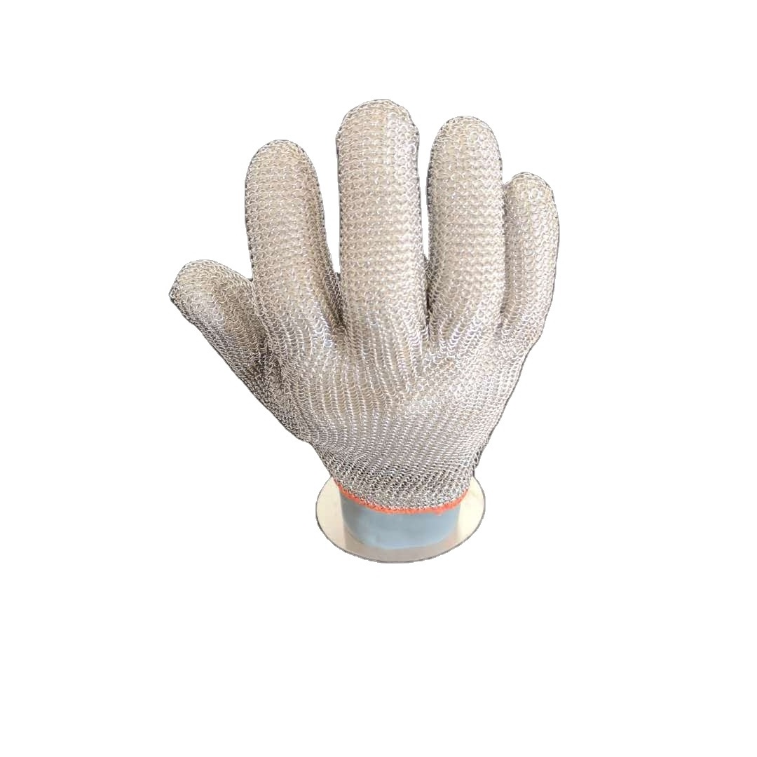 Food processing butcher 304 stainless steel razor wire mesh chain mail enforced cut resistant gloves in stock with good price