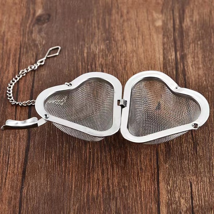 Food grade stainless steel with chain 201 304 Tea infuser Tea Spice Filter Heart-shaped