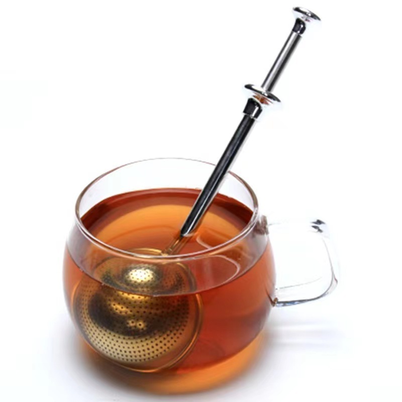 Food grade stainless steel  304 Press retractable portable tea ball infuser filter