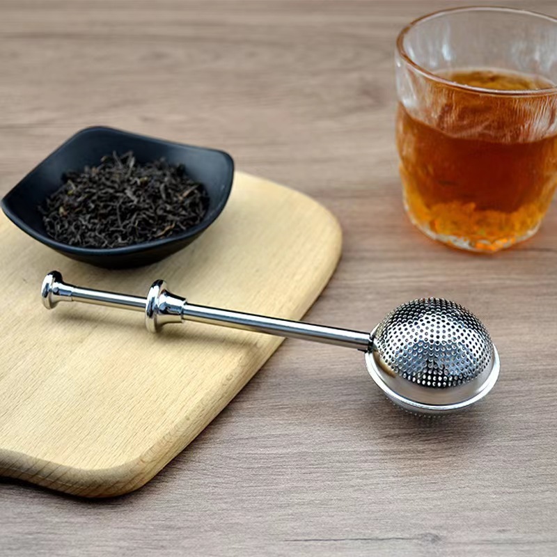 Food grade stainless steel  304 Press retractable portable tea ball infuser filter