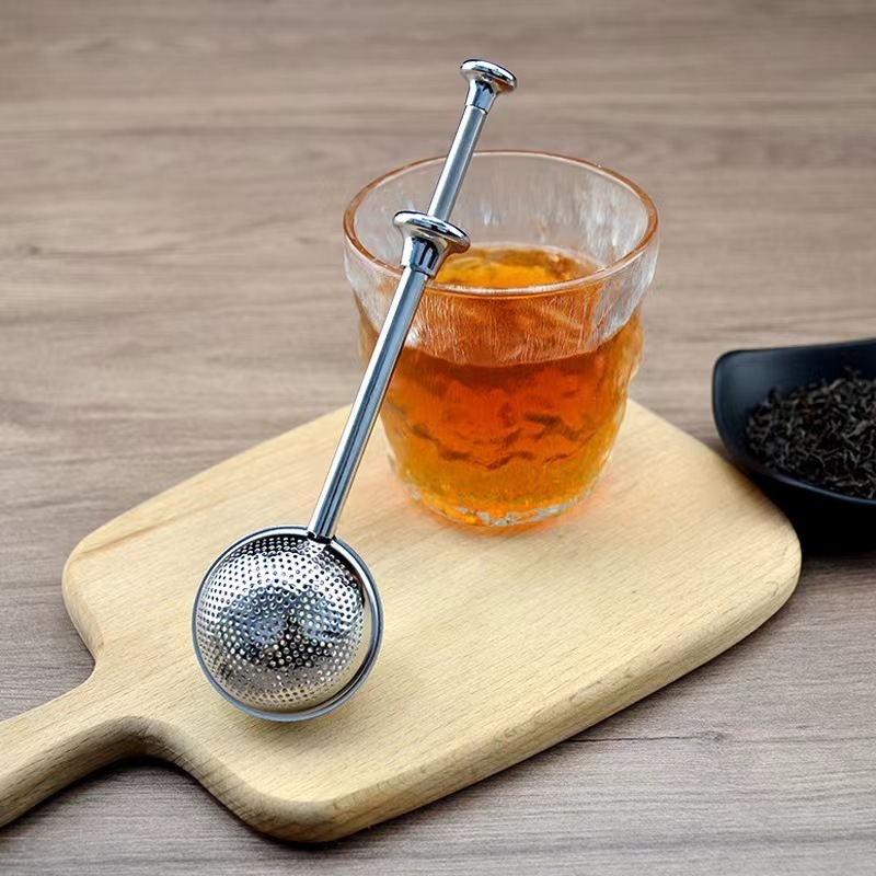 Food grade stainless steel  304 Press retractable portable tea ball infuser filter