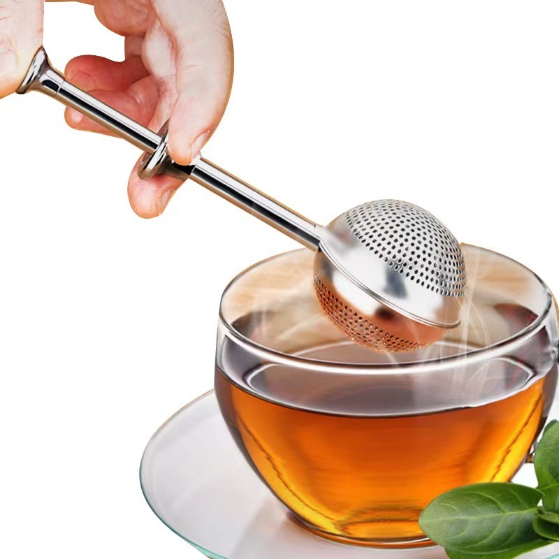 Food grade stainless steel  304 Press retractable portable tea ball infuser filter