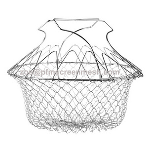 Food grade 304 stainless steel mesh french fries frying basket strainer