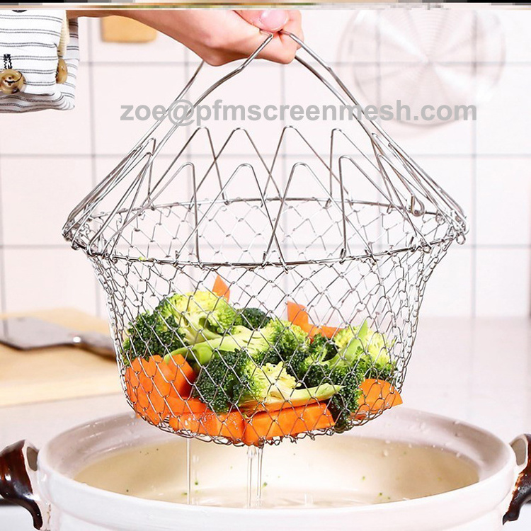 Food grade 304 stainless steel mesh french fries frying basket strainer