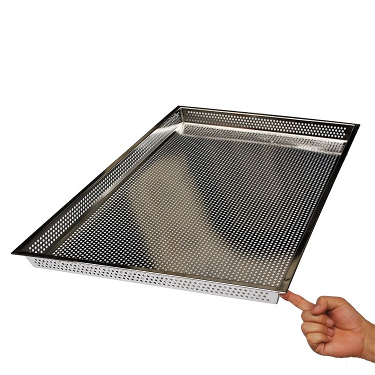 Customize 304 food grade stainless steel bakery perforated oven baking sheet pan/drying tray for fruit and vegetable dehydration