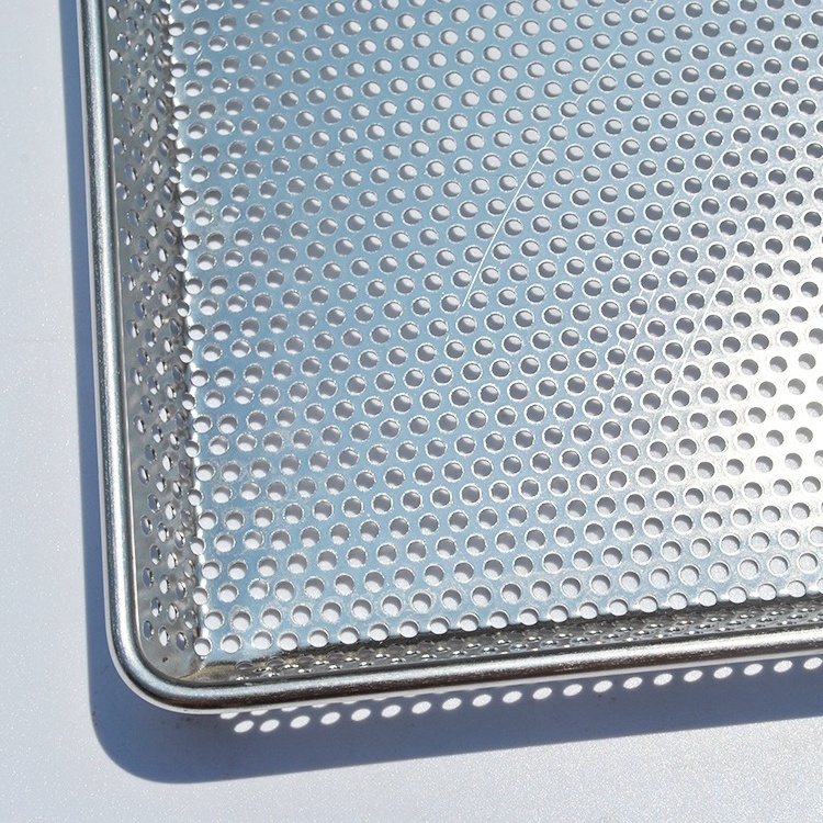 Customized stainless Steel 304 Metal Mesh perforated flat baguette drying dehydration baking tray punching sheet for food