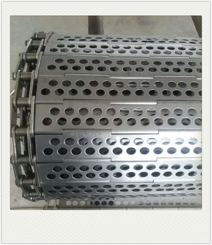 Industrial washing and drying food Customized Stainless Steel Perforated Chain link Chip Conveyor Hinged Scrap belts