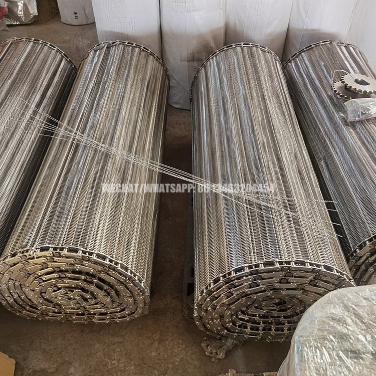 Durable 304 316 Stainless Steel Chain Link Spiral Wire Mesh Conveyor Belt For Food Industries