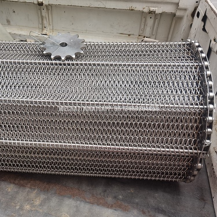 Durable 304 316 Stainless Steel Chain Link Spiral Wire Mesh Conveyor Belt For Food Industries