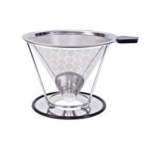 Reusable Funnel Filter drip coffee filter 58mm Stainless Steel Coffee Filter With Stand Holder