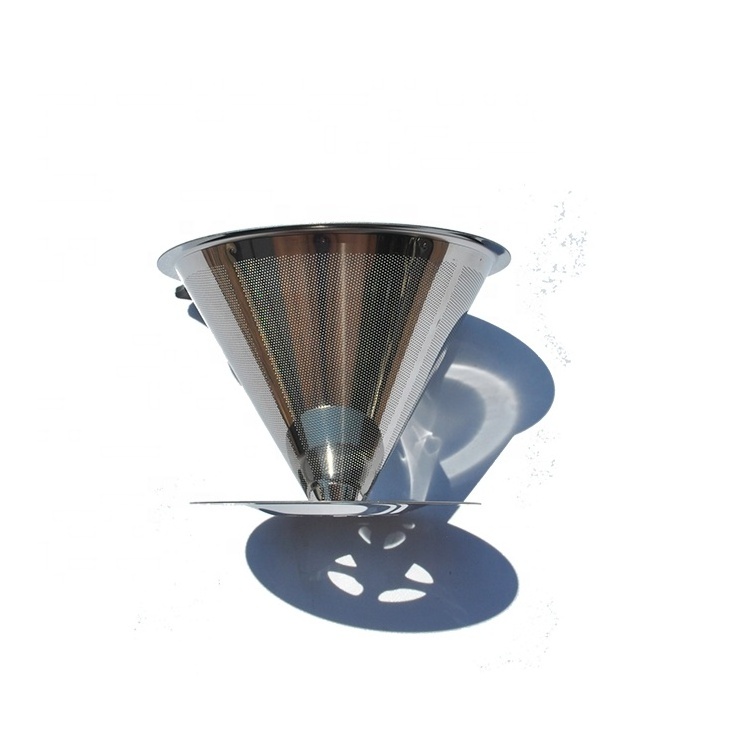 Pour Over Coffee Dripper Fine Mesh Double Layer Coffee Maker Slow Drip Reusable Stainless Steel Cone Coffee Filter