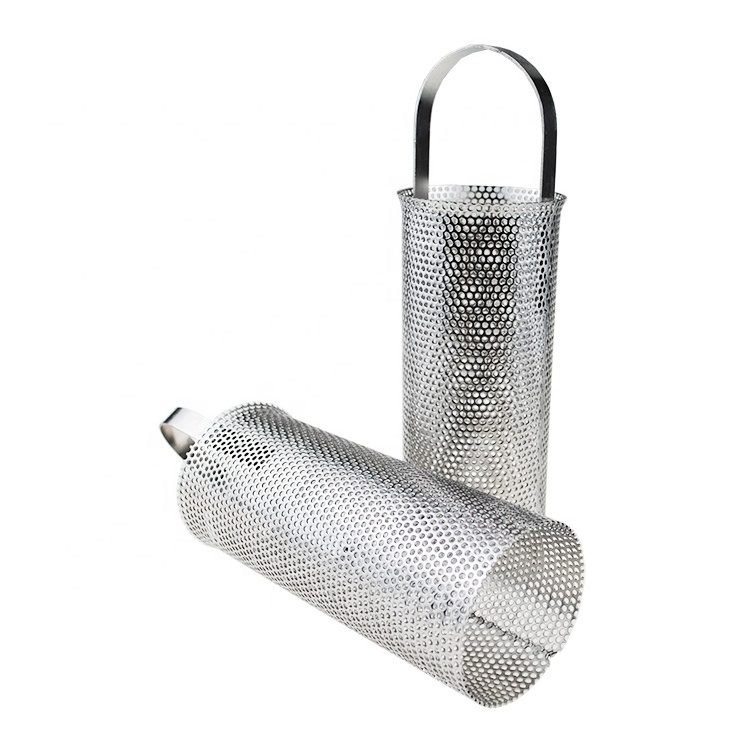 Customized 304 316 stainless steel wire mesh filter tube perforated plate cylinder pipe filter cartridge with micron fine screen