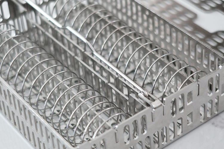 Perforated metal basket anti-bacteria 304 316 stainless steel wire mesh sterilization basket for medical ultrasonic cleaning