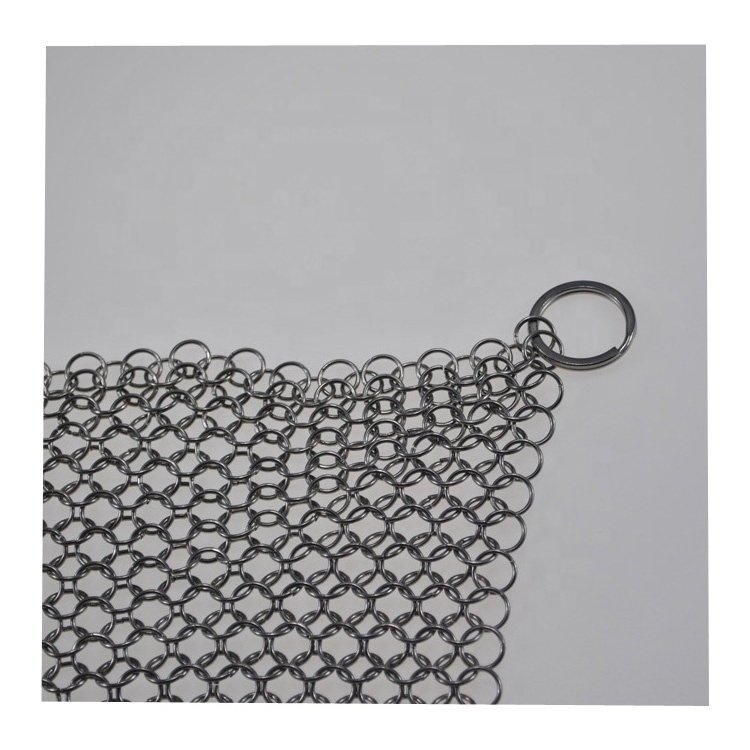 metal ring mesh stainless steel chainmail scrubber cast iron cleaner for kitchen