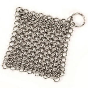 metal ring mesh stainless steel chainmail scrubber cast iron cleaner for kitchen