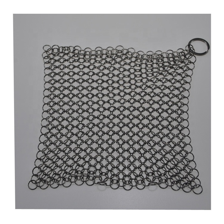 metal ring mesh stainless steel chainmail scrubber cast iron cleaner for kitchen