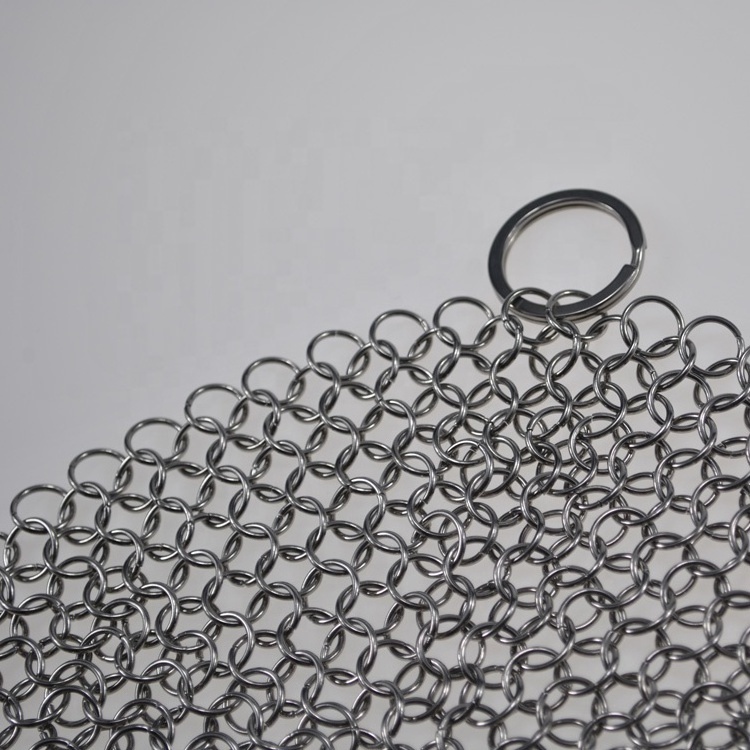 metal ring mesh stainless steel chainmail scrubber cast iron cleaner for kitchen