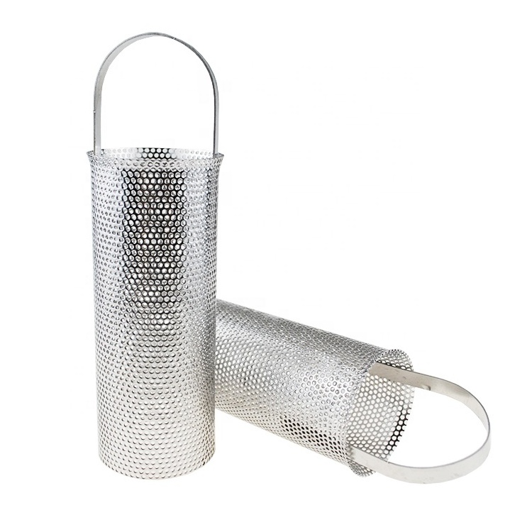 Customized 304 316 stainless steel wire mesh filter tube perforated plate cylinder pipe filter cartridge with micron fine screen