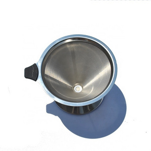 Pour Over Coffee Dripper Fine Mesh Double Layer Coffee Maker Slow Drip Reusable Stainless Steel Cone Coffee Filter