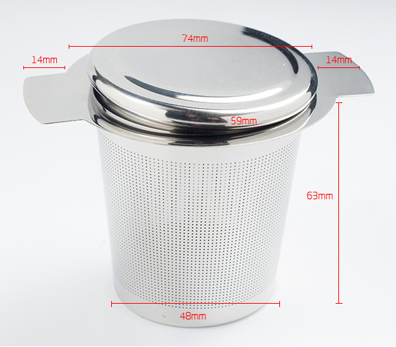 Stainless steel tea strainer with double ear handle, universal tea filter with lid, 304 tea strainer, tea net, health pot