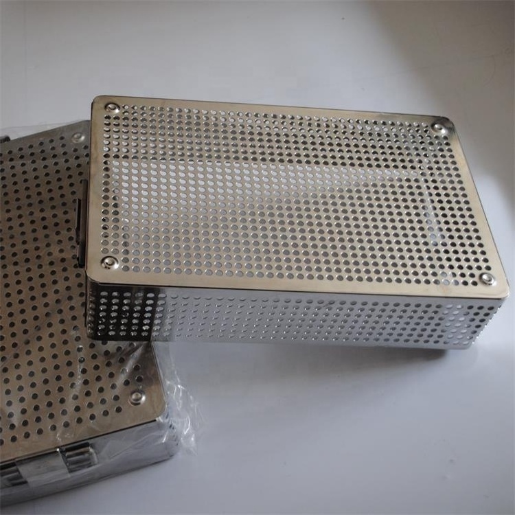 Stainless Steel Medical Instruments Sterilization Basket Perforated Container Dental Sterilization Cassette Tray