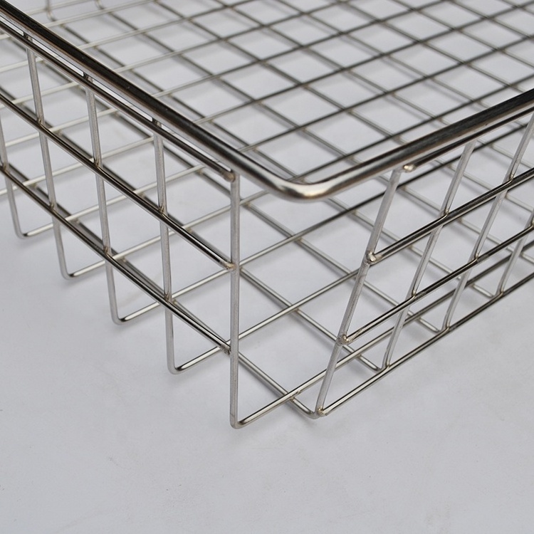 Customized Stainless Steel 304 Organizer Wire Basket for Shelves Cabinets Pantry Countertop Mesh Open Storage Bin Metal Basket