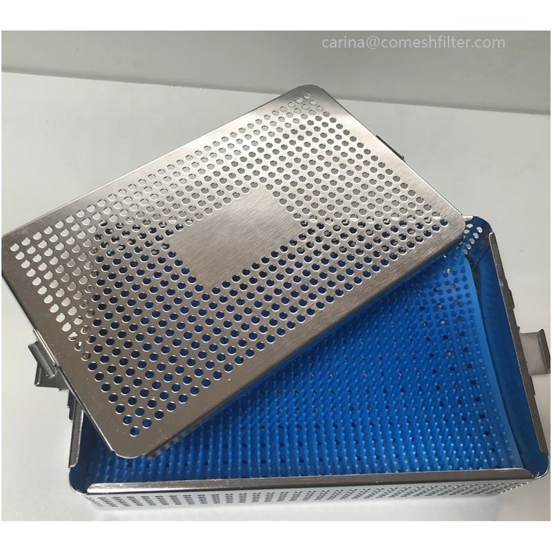 Stainless Steel Medical Instruments Sterilization Basket Perforated Container Dental Sterilization Cassette Tray