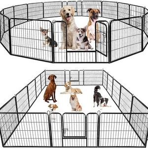 BestPet Dog Playpen Pet Dog Fence 24"/ 32" /40" Height 8/16/24/32 Panels Metal Dog Pen Outdoor Exercise Pen with Doors